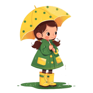 可爱少女雨衣PNG图形素材
