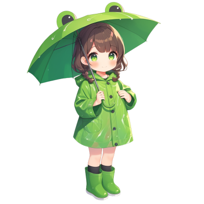 可爱雨衣女孩插画