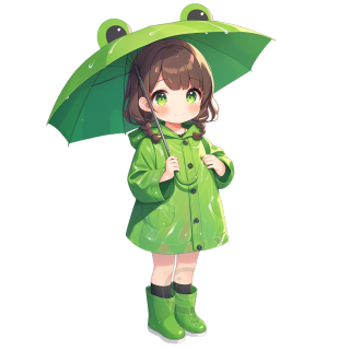 可爱雨衣女孩PNG素材
