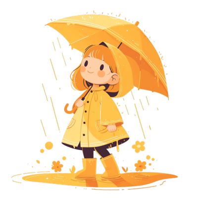 可爱雨衣女孩元素