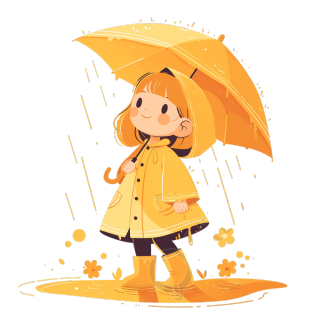 可爱小女孩雨靴图案