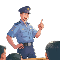 卡通警察给学生讲课