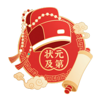 国潮状元帽插画