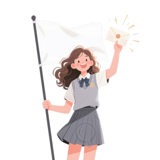 校园女孩插画