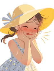 高温天气夏日女孩元素