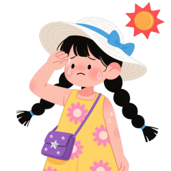 高温天气夏日女孩插画