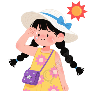 高温天气夏日女孩插画