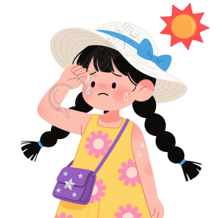 高温天气夏日女孩插画