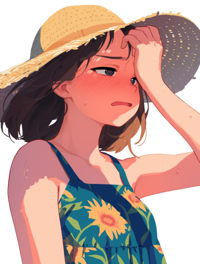 高温天气夏日女孩插图