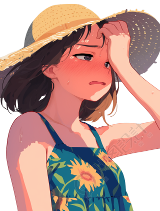 高温天气夏日女孩插图