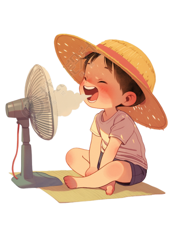 高温天气吹风扇插图