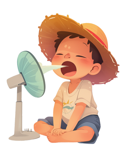 高温天气吹风扇素材