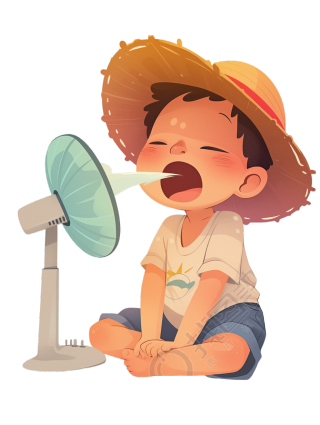 高温天气吹风扇素材