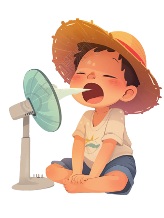 高温天气吹风扇素材