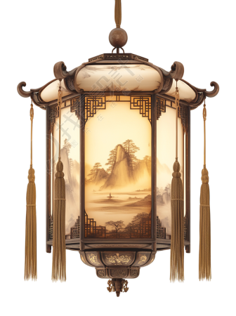 古典吊灯透明背景插画