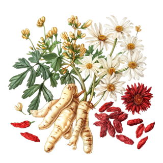 白色背景中药材插图设计