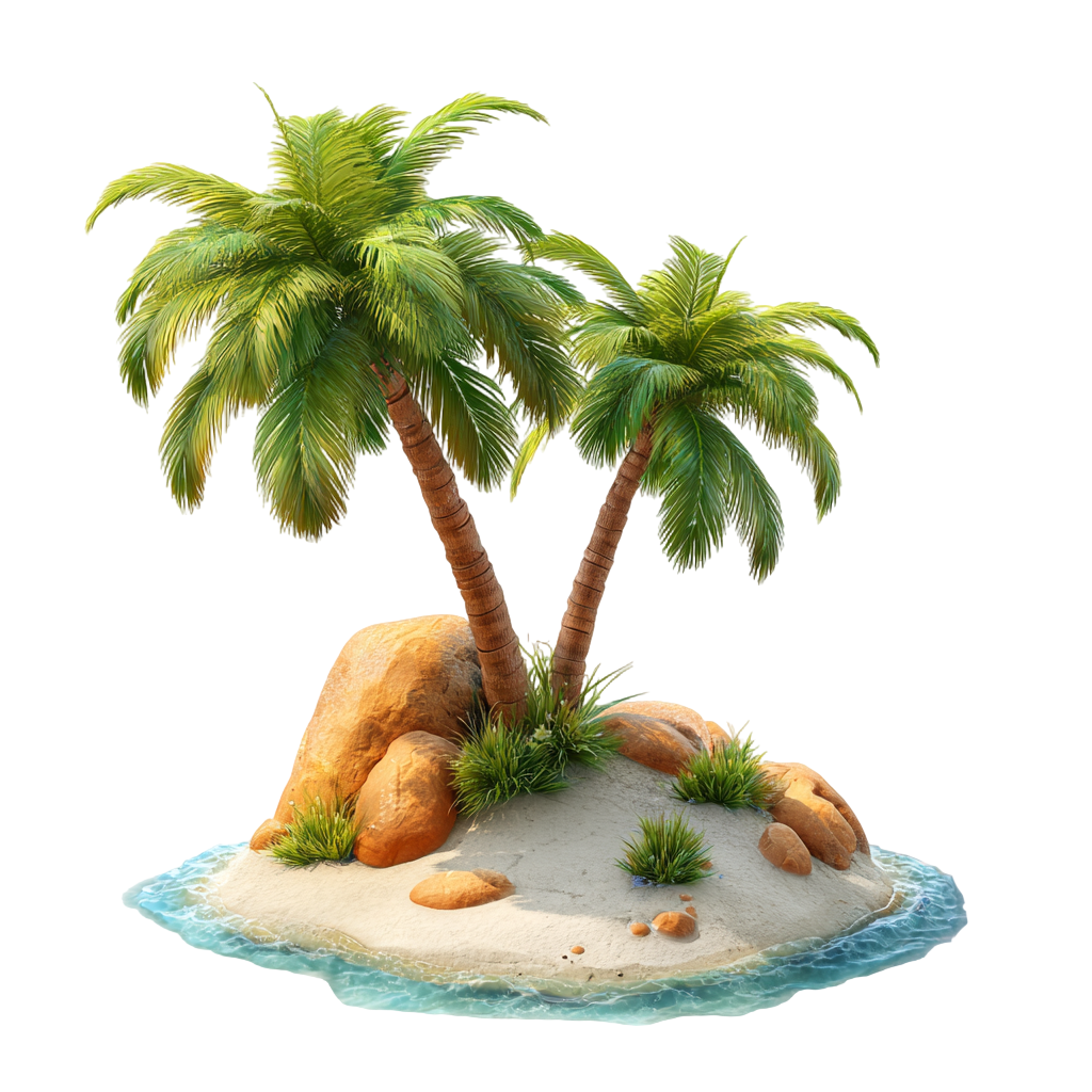 3D卡通海岛两棵棕榈树图标
