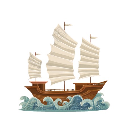 古代帆船古风素材