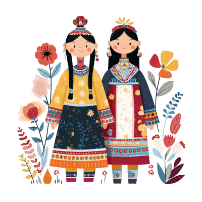 蒙古族服饰人物插图