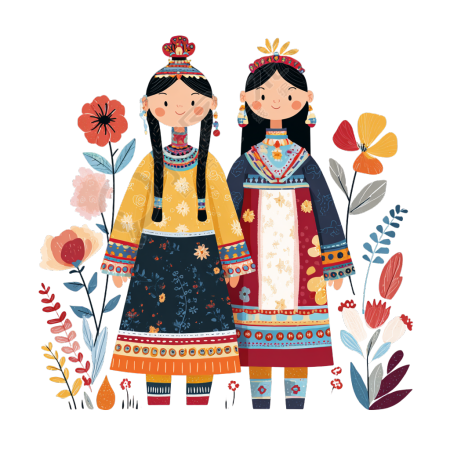 蒙古族服饰人物插图
