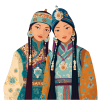 蒙古族服饰人物插画