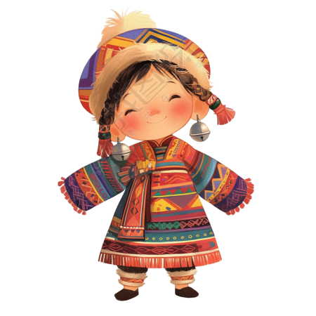 壮族儿童服饰PNG插画
