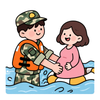 抗洪插画素材PNG高清白色背景