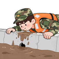 抗洪插画素材