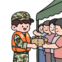 抗洪插画素材