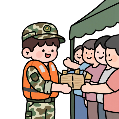 抗洪军人元素