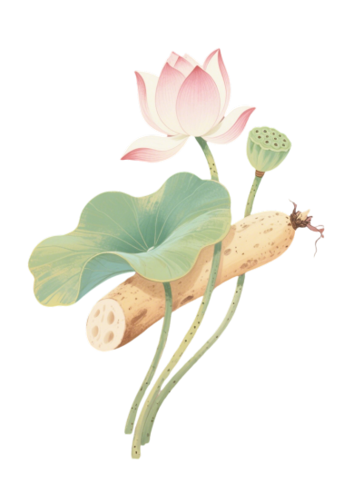 莲藕荷花彩铅素材