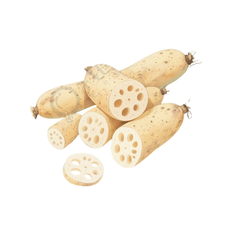 莲藕水彩风格插图
