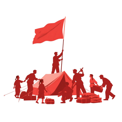 红军剪影党政PNG插画