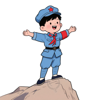 红军制服男孩卡通手绘PNG