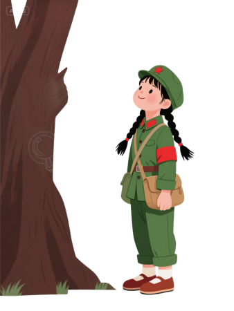 双麻花辫红军女孩元素
