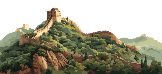 简约风格长城插画