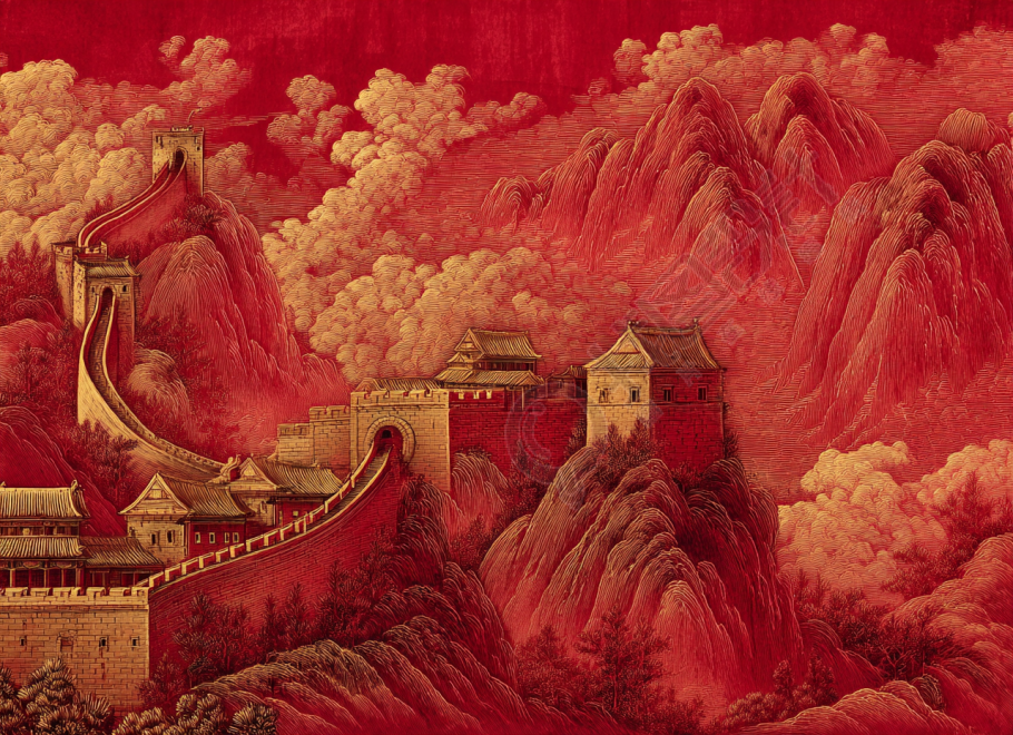 中国山水画长城素材