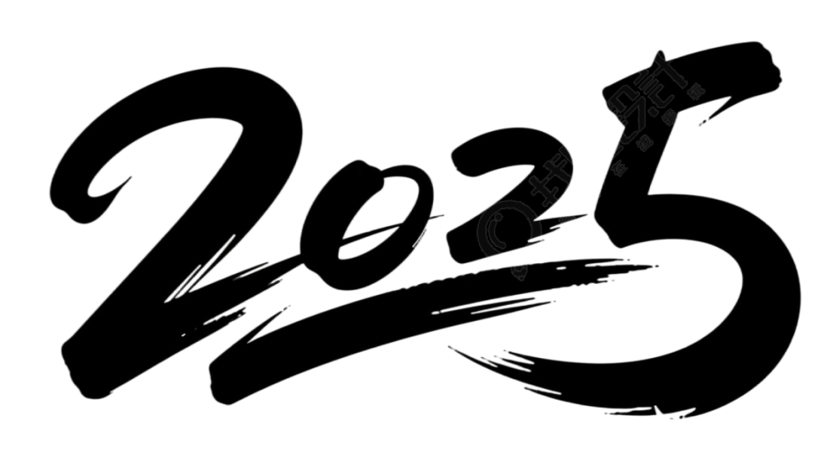 黑色2025艺术字PNG素材
