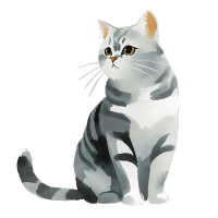 水彩画风格美短猫PNG素材