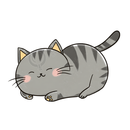 灰色猫透明背景插图