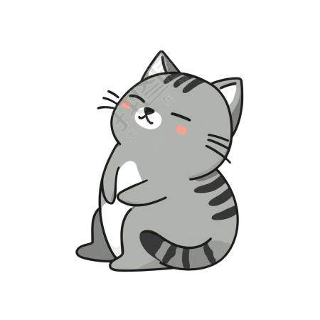 灰色猫透明背景插画