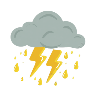 灰云黄闪电雨插画
