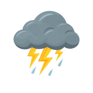 灰云黄色闪电雨图形设计