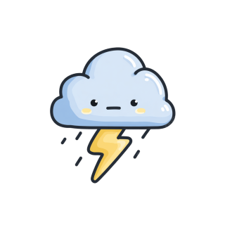 卡通闪电雨云图标