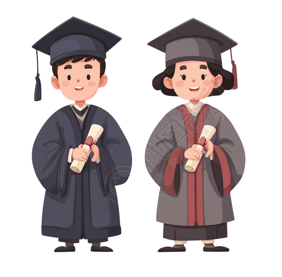 卡通毕业礼服插图