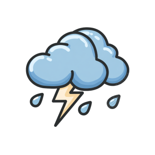 卡通闪电雨云图标