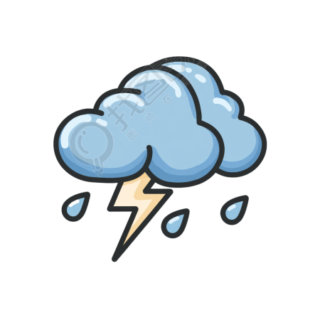 降雨卡通闪电素材