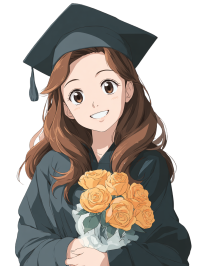 卡通毕业礼服鲜花元素