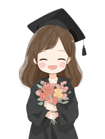 卡通毕业礼服可商用插图