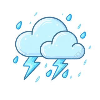 卡通闪电雨云图标